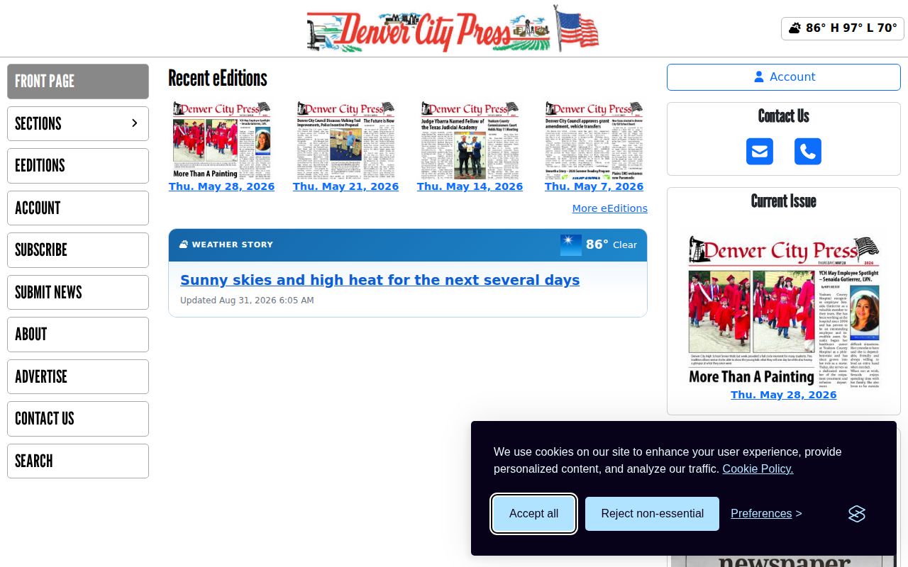 Yoakum County Denver City Press news-record source front page